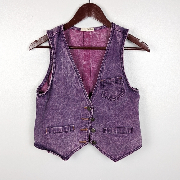 purple denim vest